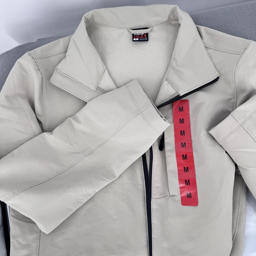 32 Degrees Heat Jacket Mens‎ Medium Tan Softshell Full Zip Stretch Pockets